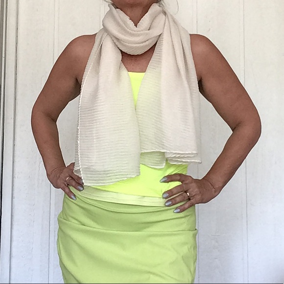 OFF WHITE GLITTER CHIFFON SCARF - Picture 2 of 8